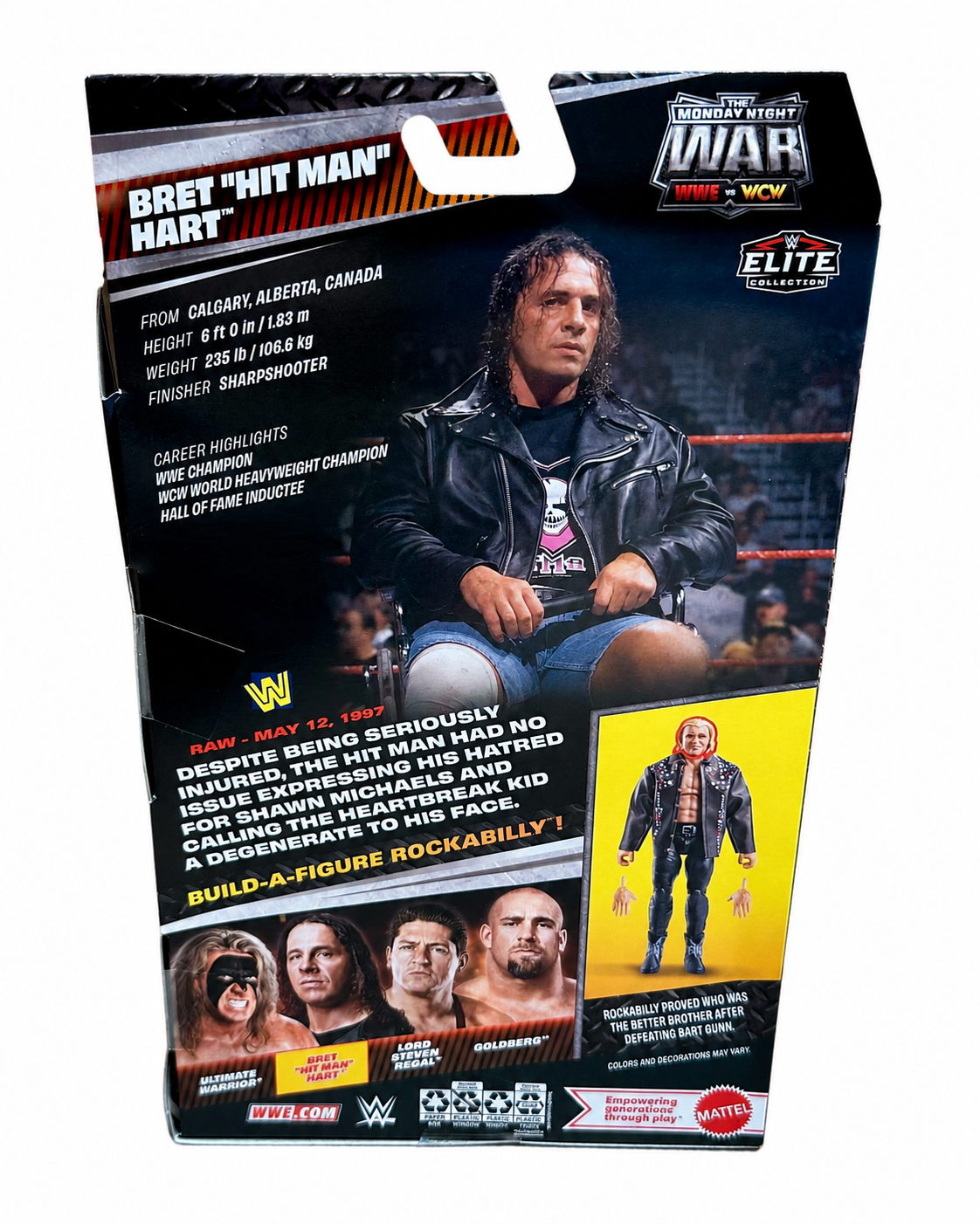WWE Elite Monday Night War Series 12 BRET "THE HITMAN" HEART Action Figure w/ BAF