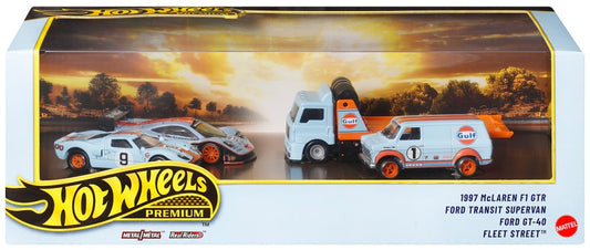 Hot Wheels Premium Collector Diorama Gulf Set McLAREN F1, Supervan, Ford GT-40